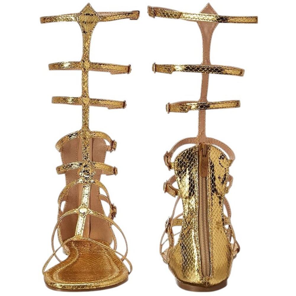 Ellie Shoes Women’s Gladiator Flat Sandal – Gold, Size 7, Style 015-ZENA